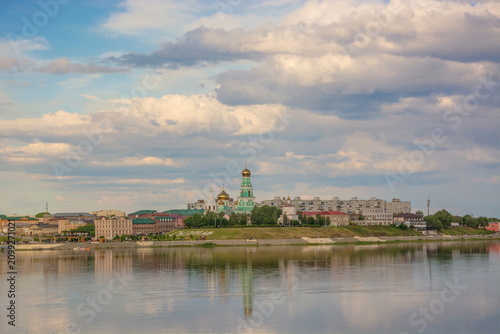 View of the ancient city of Syzran on the banks of the Volga River