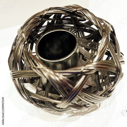 Fotografie Woven Bamboo Flower Basket with Inner Cylinder