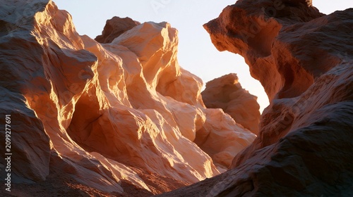 Close-up of a rock formation in a desert-like landscape. the rock formations are made up of multiple layers of different shades of orange and red, with some areas appearing to be eroded and eroded.