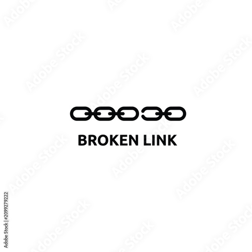 Photos Broken chain link silhouette against a white background representing disconnecti