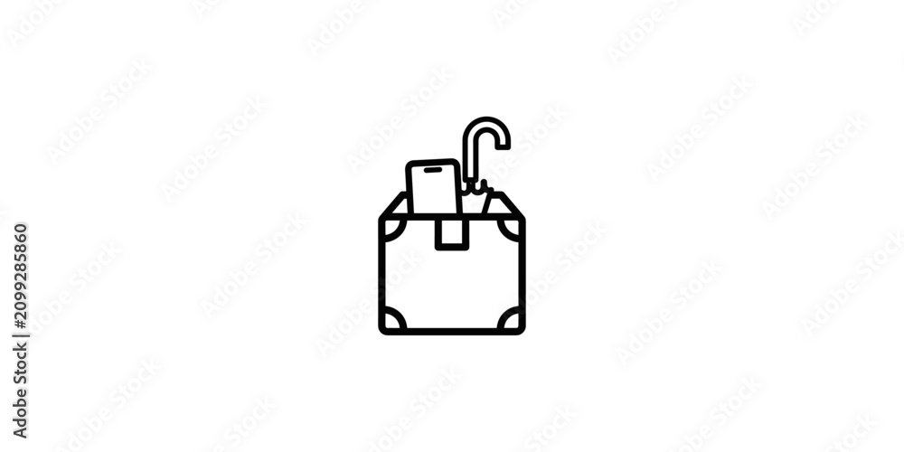 Obraz premium Lost and found box with umbrella and mobile phone