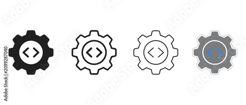 Gear icons with coding symbols  software development and coding concepts  web design and programming tools