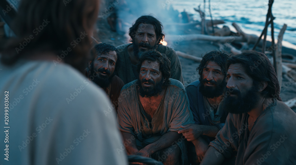 Fototapeta premium Jesus Christ Talking with Disciple Apostles