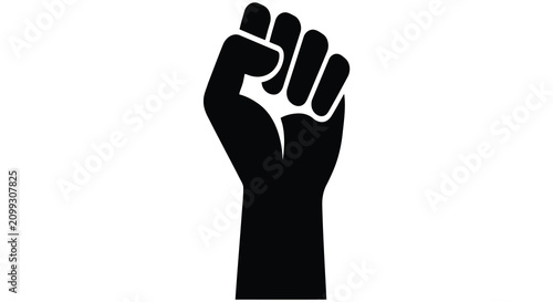Foto Raised fist silhouette against a white background vector graphic