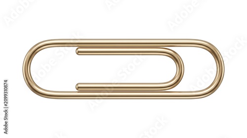 Luxury gold paper clip stationery accessory isolated on white background