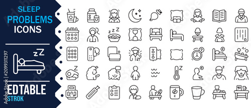 Foto Sleeping Problems and Healthcare Outline Vector Collection