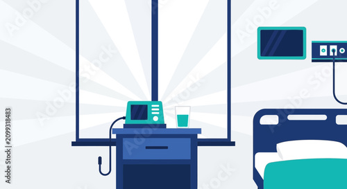 Hospital Room Interior Illustration Of Patient Care Infusion And Medical Monitoring