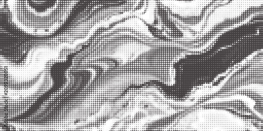 Fototapeta premium Monochrome marble halftone background featuring fluid black and white organic dot patterns, perfect for grungier retro designs.