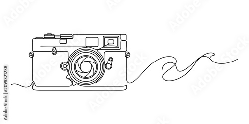 Vintage camera line art minimalist photography illustration