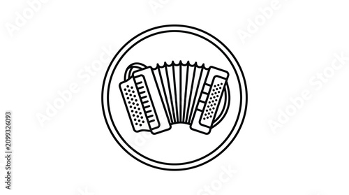 Schilderij op canvas Minimalist outline icon of a musical accordion instrument inside a circular frame