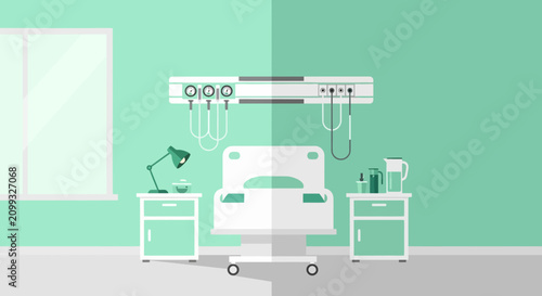 Hospital Room Interior Illustration Of Bed, Medical Equipment, and Interior Design