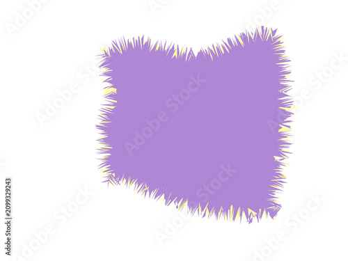 Photos A textured lavender square shape with a vibrant yellow frayed fringe border