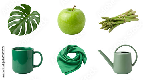 Green objects isolated on transparent background