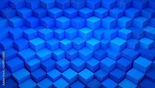 A 3D rendering of a seemingly endless blue honeycomb pattern
