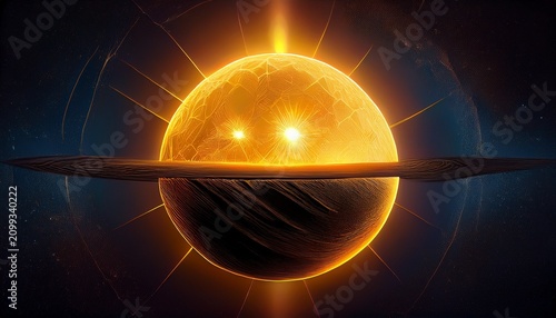 golden sun partially hidden behind dark celestial body