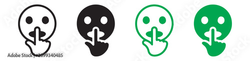Canvastavla Green shushing emoji collection featuring outline and solid styles for quiet and silence concept vector