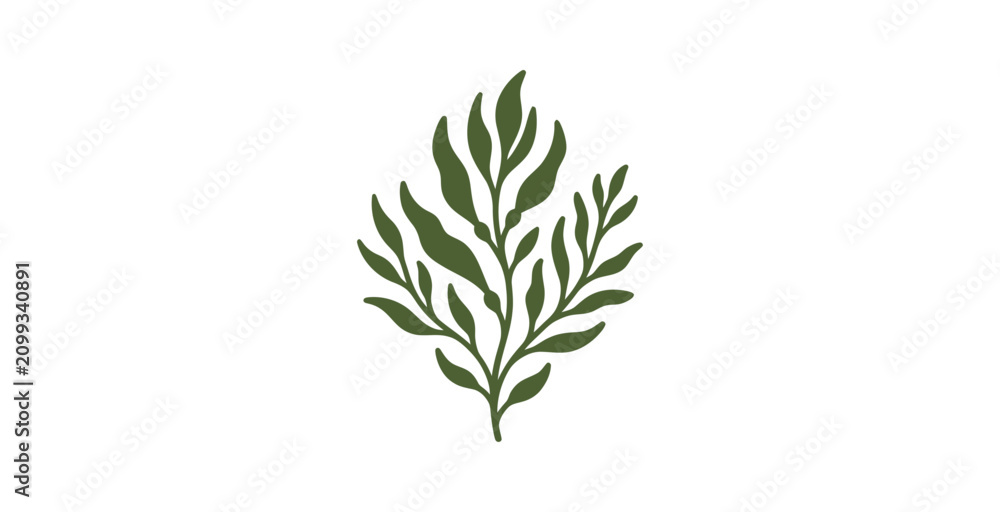 Fototapeta premium Minimalist Botanical Leaf Sprig Vector