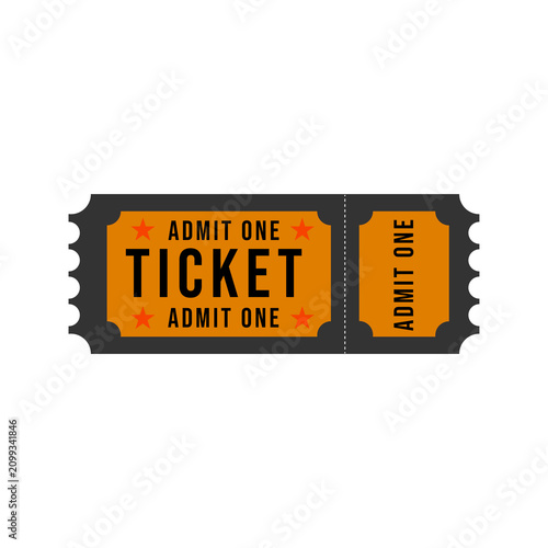 Orange Admit One Event Ticket Template , Vintage Retro Admission Pass Vector