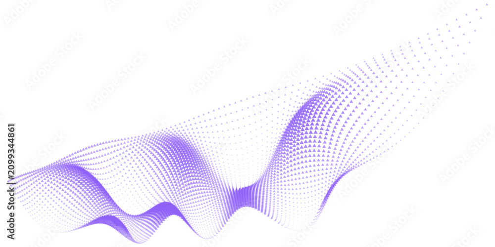 Fototapeta premium Purple abstract wave background, flowing halftone dot pattern vector, elegant violet curved lines for corporate presentation and tech branding