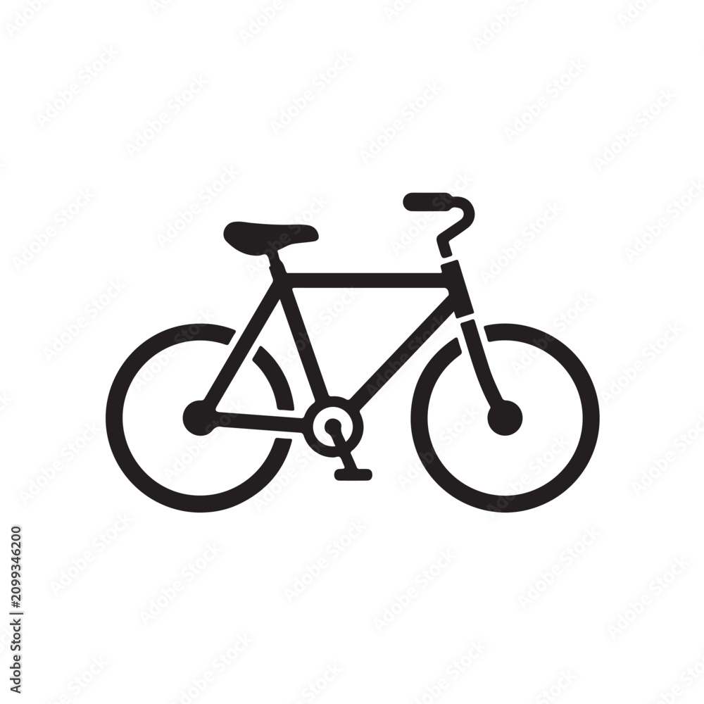 Fototapeta premium Modern bicycle icon in black silhouette on white background for design and editorial use