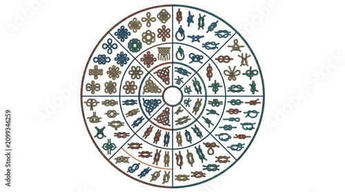 Foto Ancient Symbols And Icons Circular Design Pattern.