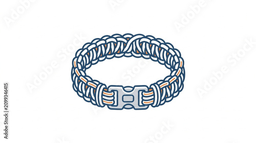 Blue Braided Leather Bracelet with Metal Buckle.