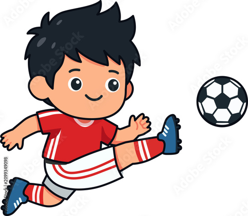 boy playing soccer