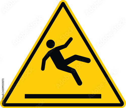 Danger of Falling Warning Sign Silhouette