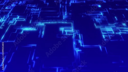 An animated digital background with blue lines and glowing nodes reminiscent of an electronic circuit or data network. The animation is suitable for topics related to information technology, cybersecu