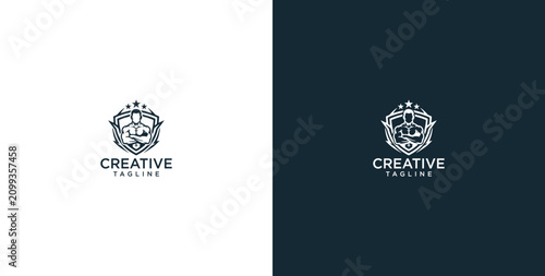 Foto Minimalist chef emblem logo for professional restaurant catering business featur
