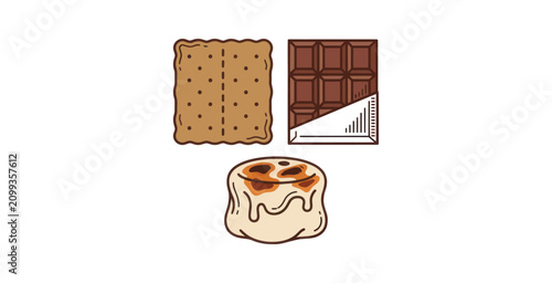 S'mores Ingredients Vector Illustration