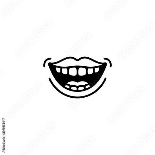 Minimalist vector illustration of a happy laughing mouth with teeth