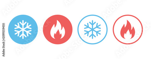 Foto Hot and Cold Icons: Simple, clean graphic representation of contrasting temperatures