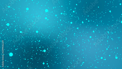 A delicate blue background with shimmering, glowing, and floating particles. The illustration creates a sense of airiness, purity, and tranquility thanks to the soft gradient and scattered glowing dot