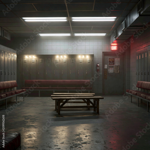 the inside of an empty locker room at a professional
