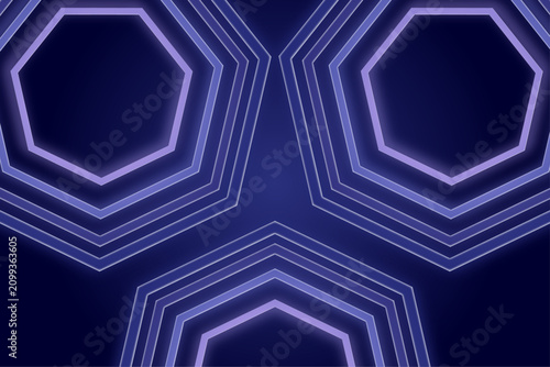 Purple Neon Octagon Tunnel Pattern for Futuristic Banners, Technology Branding and Digital Interfaces