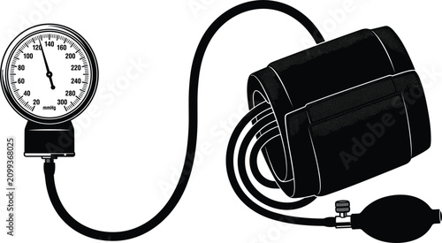 Foto Manual blood pressure monitor sphygmomanometer tonometer vector illustration iso