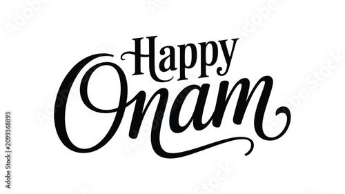 Obraz na płótnie Happy onam decorative greeting design featuring elegant cursive typography in bl
