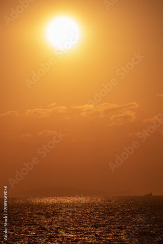 sunset views of the sea and the city
