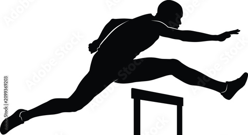 Fotografie Track and Field Hurdles Athlete Silhouette Featuring Sprint Jump Action Isolated