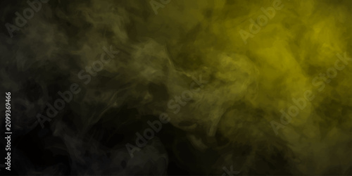Foto Ethereal smoke swirls and billows in a dramatic display, transitioning from deep charcoal to a vibrant, sunlit gold