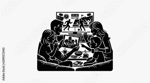 Foto Family enjoying board game night together at home.