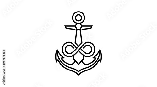 Nautical anchor merged with infinity symbol line art