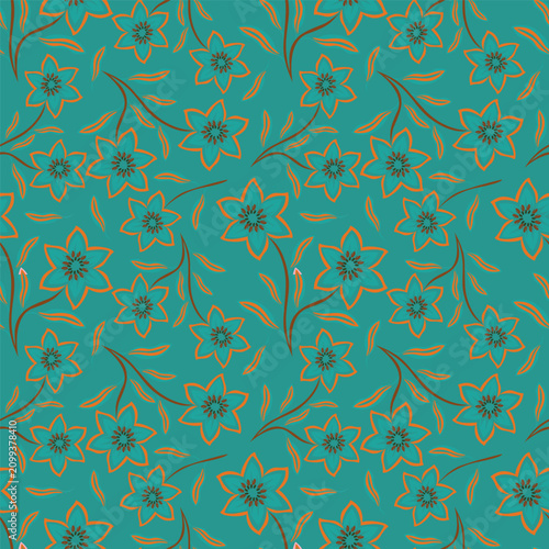 big flowers pattern,tropical floral, small flowers , flowers with leaves,upscale floral pattern.graphical textures floral,trendy colors pattern,flowers background with leaves,vector illustration
