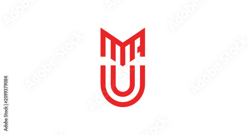 Konstfotografi Red abstract letter M or U logo design.