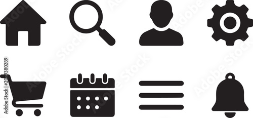 Fotografia Symbols depicting essential digital actions are displayed clearly for use in mobile and desktop application interfaces