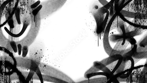 Urban graffiti spray paint overlay frame in grunge style on transparent background. Creative border texture for street art and graphic design projects.
