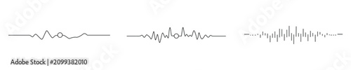 Foto Set of three distinct sound wave audio frequency lines for digital communication