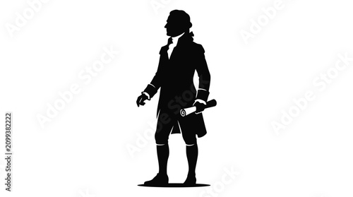 Konstfotografi Historical figure with scroll black silhouette man