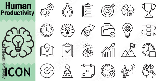 Set of human productivity line icons, human productivity icon set.